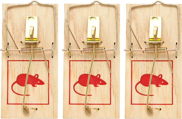Juego de trampas de madera para ratones, 3 unidades