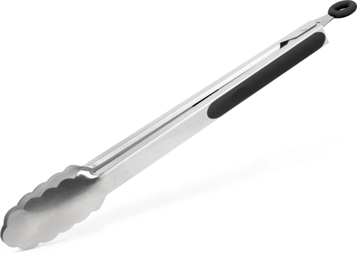 Pinzas para barbacoa de acero inoxidable de 34 cm, negras