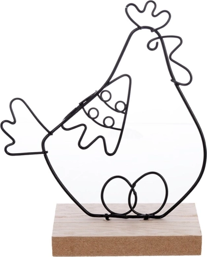 Gallina decorativa de madera y metal 13,5 cm
