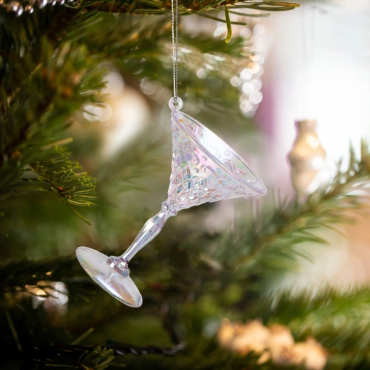 Adorno navideño acrílico iridiscente con forma de copo de nieve