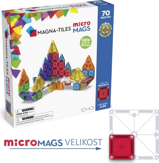 Magna-tiles juego de construcción magnético micromags 70 piezas