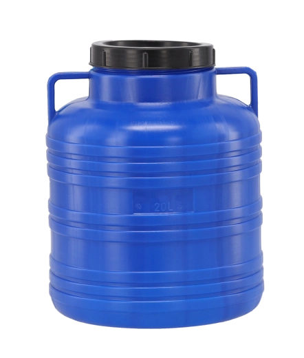 Barril de plástico de 20 l con tapa de rosca y asas laterales