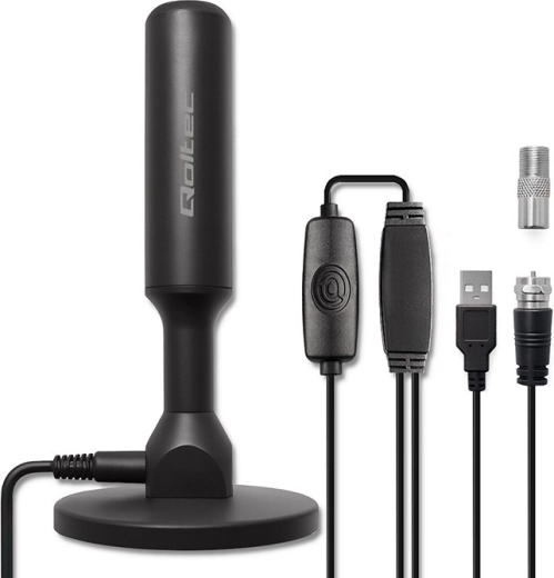 antena de TV interior DVB-T2 con amplificador y base magnética, 4K, 28 dBi, cable de 5 m