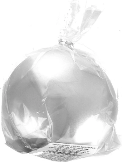 Vela decorativa en forma de bola plateada con brillo metálico 8 cm