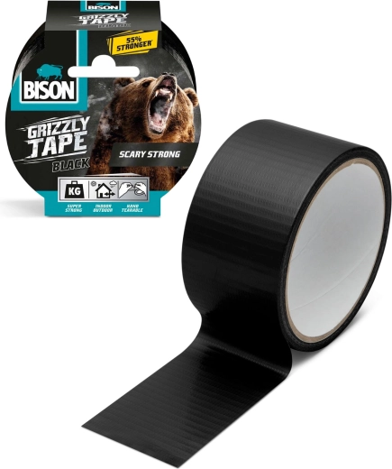 Cinta adhesiva reforzada superresistente Grizzly negra 10 m