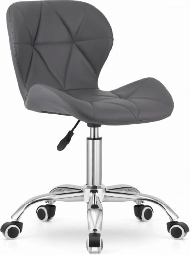 Silla de oficina giratoria con respaldo ancho de polipiel, cromada, gris