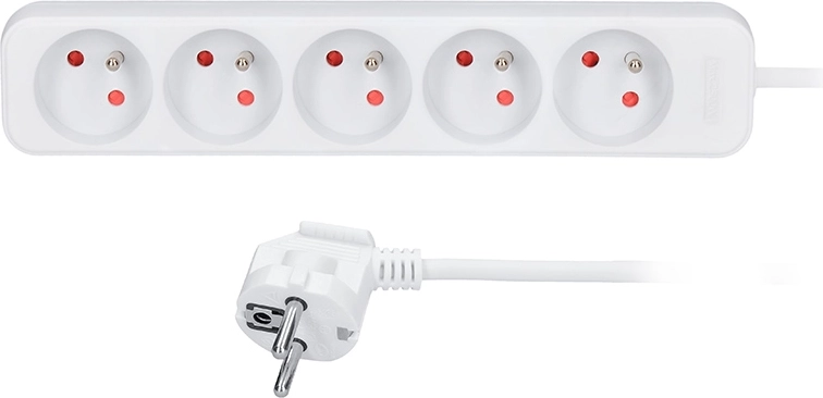 Solight cable prolongador 5 tomas 3 m blanco