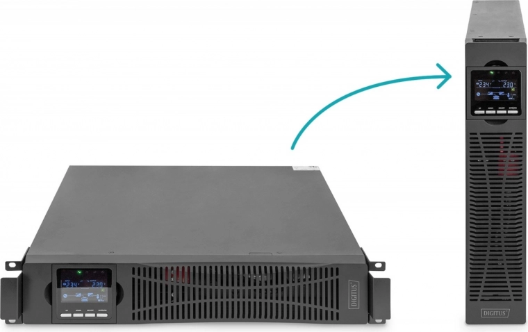 UPS online para rack 19" con LCD, 1000 VA / 1000 W, 8x C13, USB, RS232, RJ45