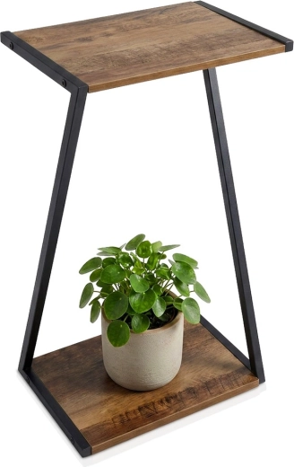 Soporte para plantas de metal de dos niveles negro 29 × 20 × 50 cm
