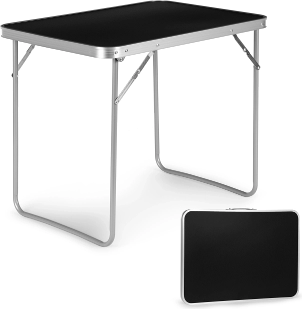 Mesa plegable de camping y picnic 80 × 60 cm, negra