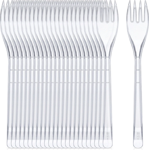 Tenedores de plástico transparentes reutilizables 17,5 cm (25 uds)