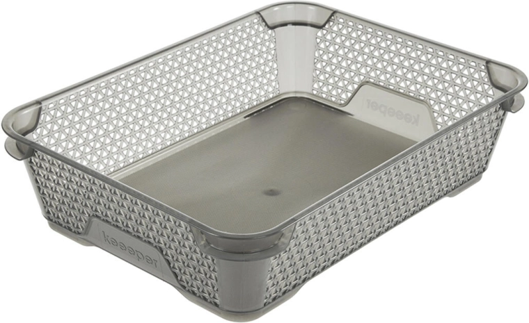 Cesta de almacenamiento apilable A5, 26,5 × 20 × 7 cm, plástico gris
