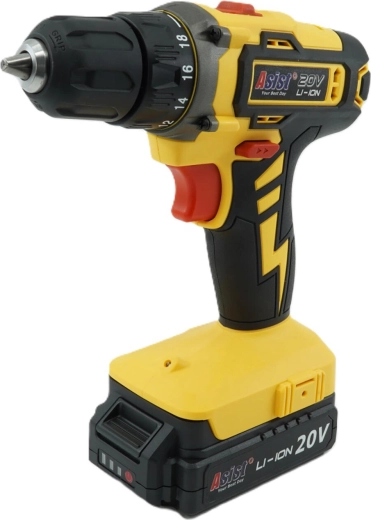 Taladro/atornillador inalámbrico 20 V 1,5 Ah con batería y cargador ASIST