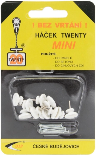Gancho TWENTY mini de poliamida, blanco, 10 uds