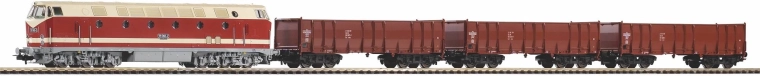 Set de iniciación Piko H0 con locomotora diésel BR 119 y tres vagones de bordes altos