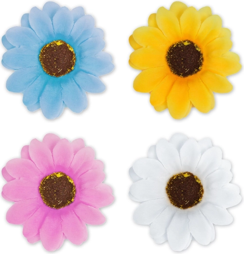 Flores decorativas de jardín con pinza, 7,5 cm, 4 unidades