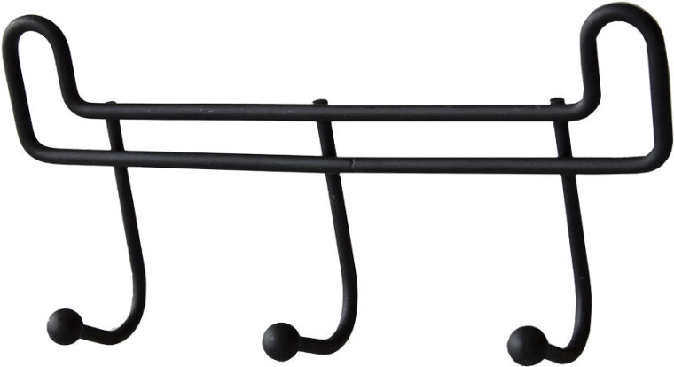Perchero de baño con 3 ganchos, 16 cm, metal negro