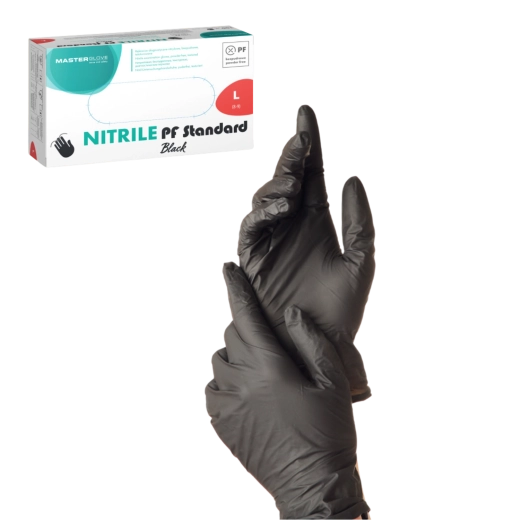Guantes desechables de nitrilo negros talla L sin polvo ni látex