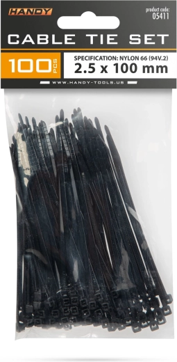Bridas negras 100 × 2,5 mm, 100 unidades