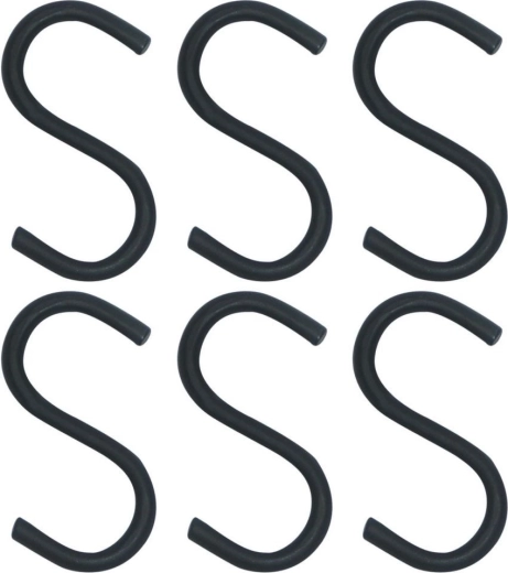Ganchos para barra de cocina negros 7,5 cm, set de 6 uds