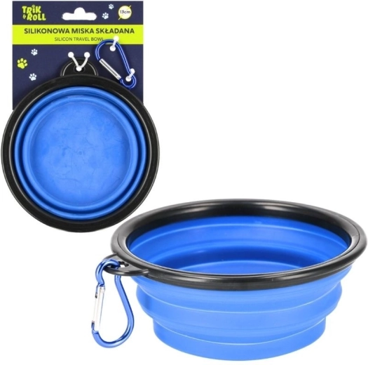 Cuenco plegable de silicona para perro y gato azul