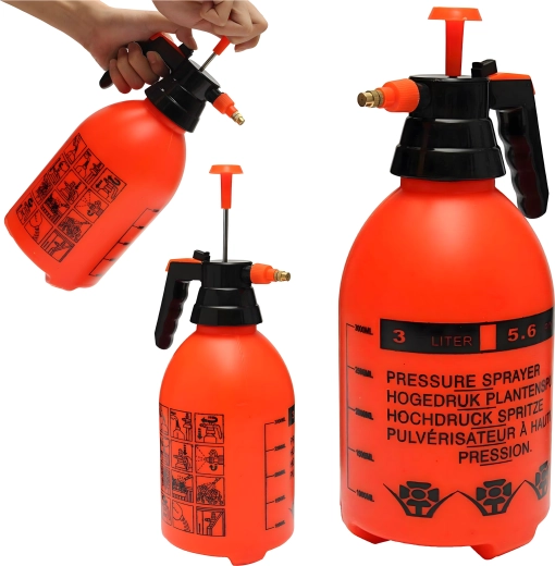 Pulverizador manual a presión 3 l – naranja, para jardín y hogar