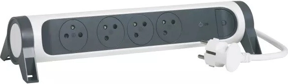 Alargador blanco y negro con 4 tomas y cable de 1,5 m