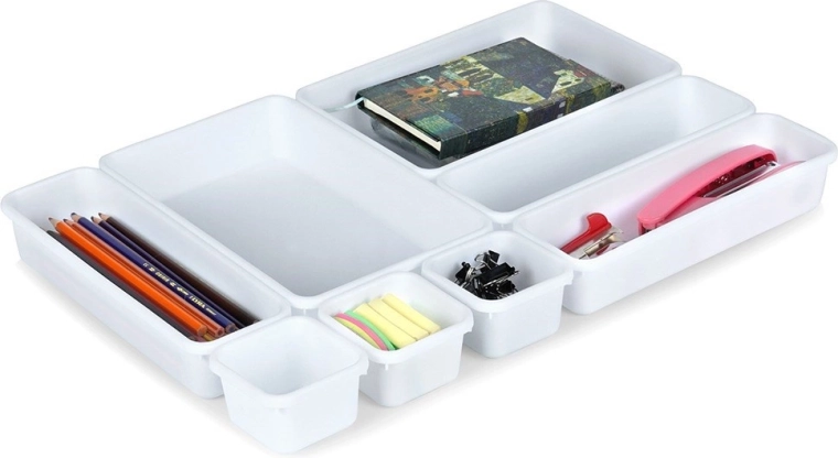 Organizador modular blanco para cajón, set de 8 uds.