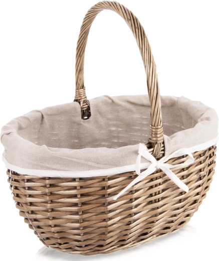 Cesta de picnic de mimbre con forro de tela 40 × 31 × 40 cm