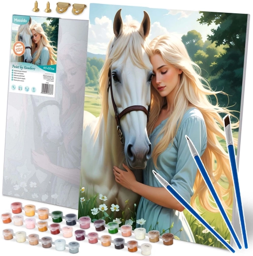 Pintar por números 40×50 cm – retrato de mujer con caballo Massido