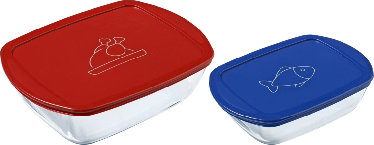 Set de recipientes de vidrio rectangulares PYREX 1,2 l y 2,5 l