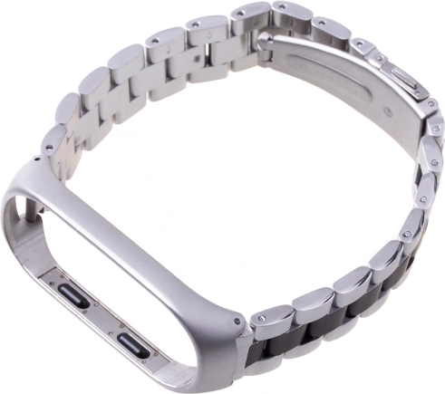 Pulsera metálica para Xiaomi Mi Band 3/4 – plateado‑negro