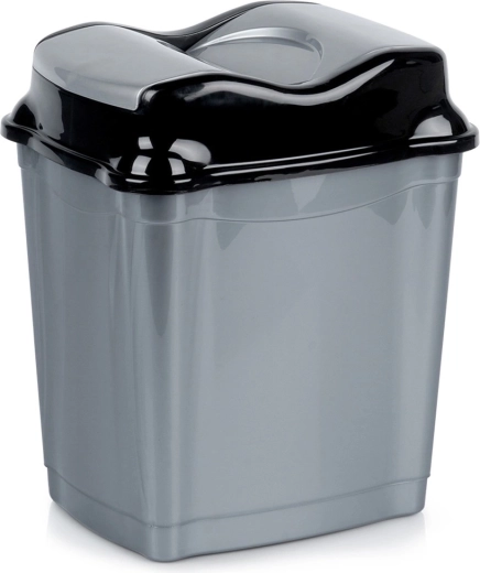 Cubo de basura de plástico con tapa basculante 16 l, gris