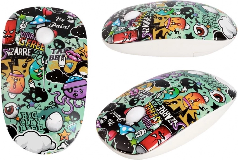 Ratón inalámbrico con diseño Graffiti 1600DPI