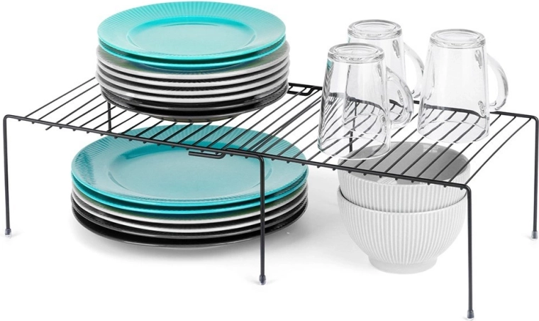 Estante de cocina metálico extensible 34,5–48 cm, negro