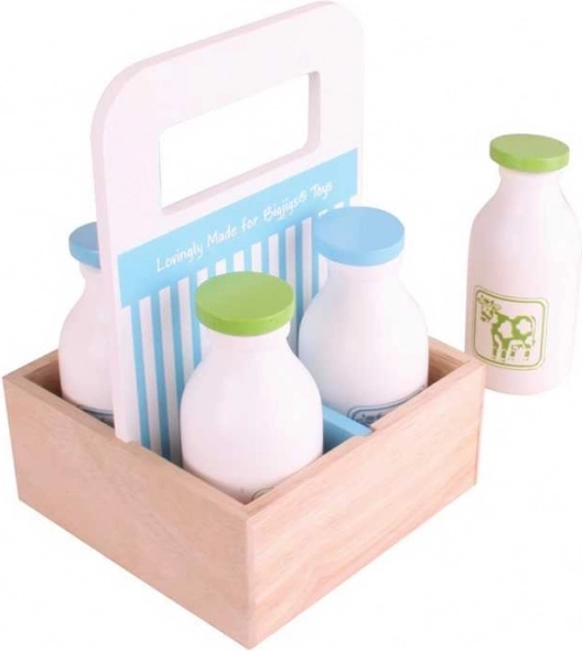 Leche de madera en caja portátil Bigjigs Toys