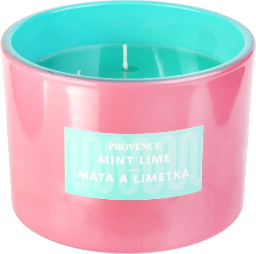 Vela aromática en vaso de vidrio rosa/turquesa 292 g