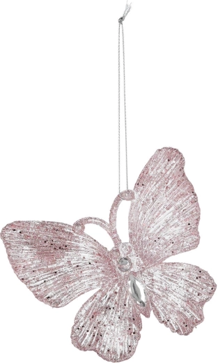 Decoración navideña mariposa de acrílico 11 cm – rosa, set de 2 uds.