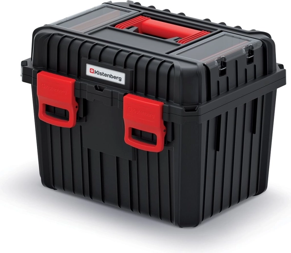 Maletín de herramientas Heavy negro 445 × 360 × 337 mm con compartimentos en la tapa