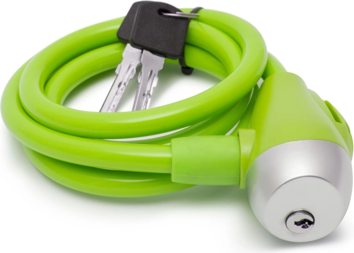 Candado de cable verde para bicicleta