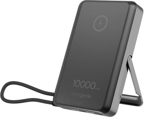 Energenie powerbank magnética inalámbrica 10 000 mAh con soporte, negra