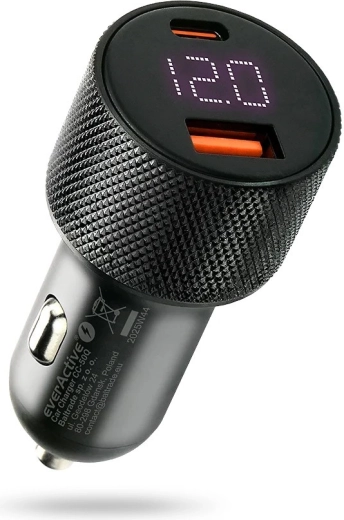 Cargador para coche EVERACTIVE 75 W con USB-C PD y USB-A QC 3.0