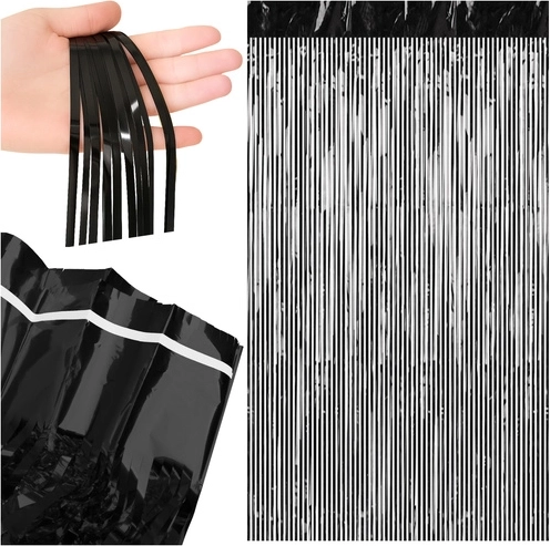 Cortina decorativa de flecos colgante RUHHY negra 100 × 200 cm