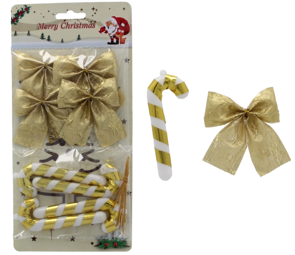 Set dorado de adornos navideños 144 uds. Chomik