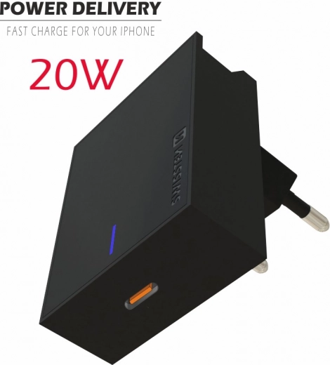 Cargador SWISSTEN 20W USB‑C Power Delivery – negro