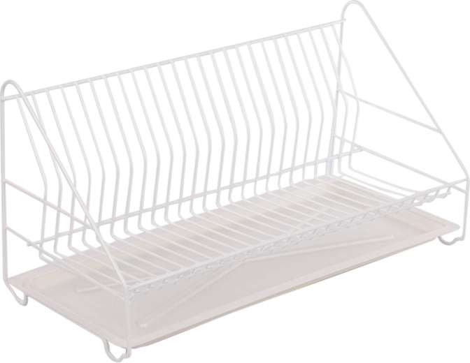 Escurridor de platos Metpol de un nivel 50 cm blanco con bandeja de goteo