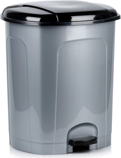 Cubo de basura de plástico con pedal de 50 l, gris