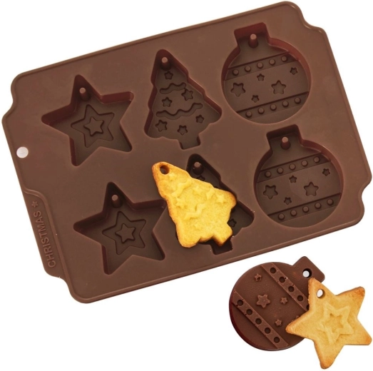 Molde navideño de silicona para galletas y chocolate marrón