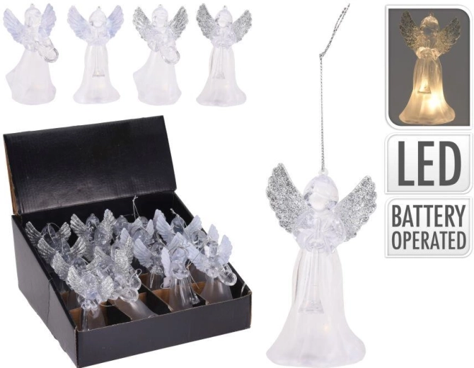 Decoración LED colgante ángel 11,5 × 6,5 × 6,5 cm