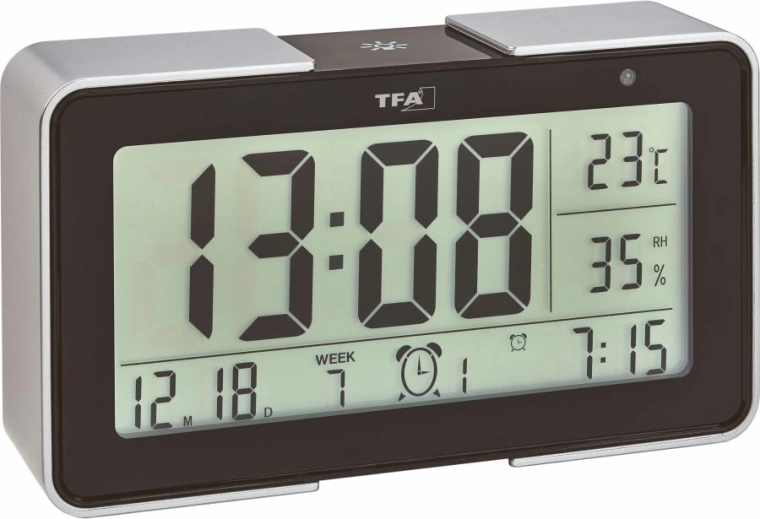 Despertador digital radiocontrolado TFA Melody negro y plateado